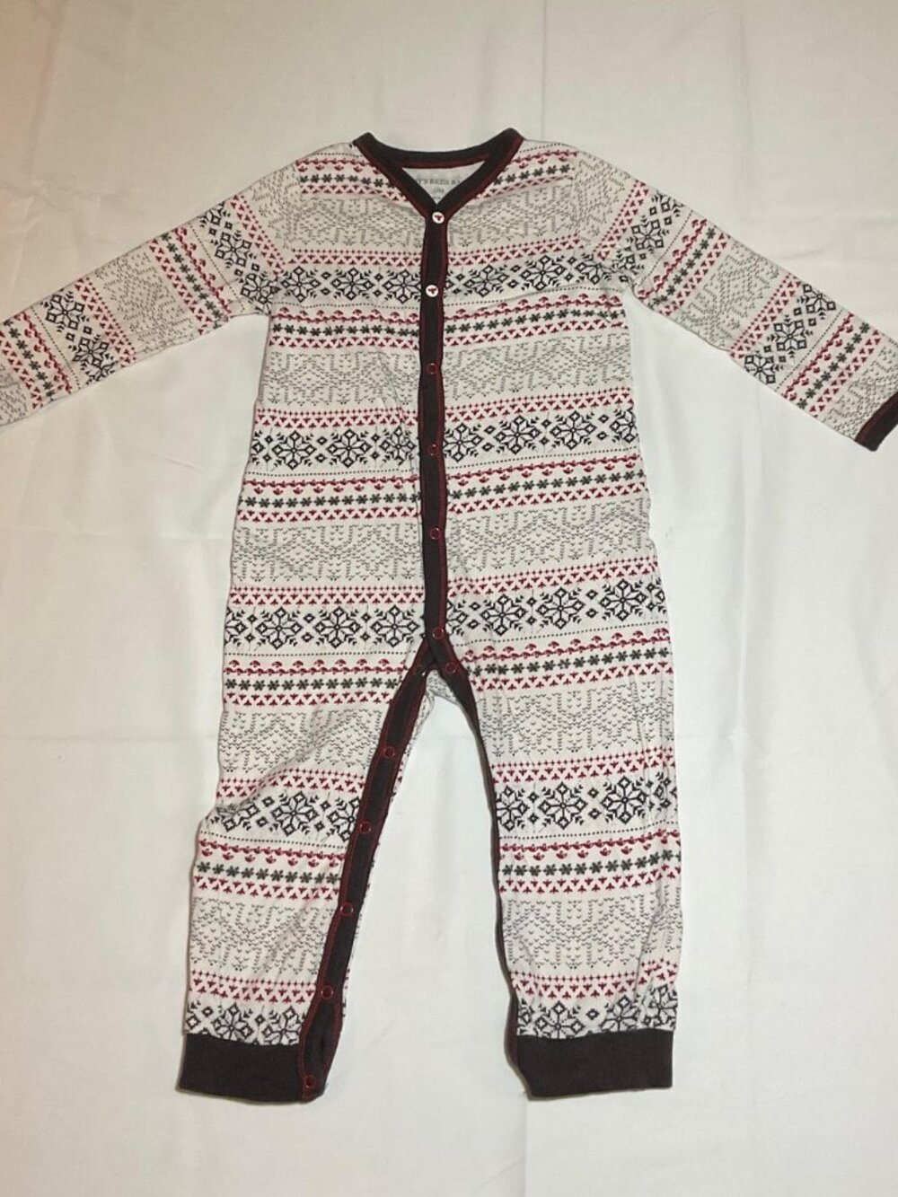 Burt's Bees Unisex Baby 12 Months Bee Snowflake Print Long Sleeve One Piece
